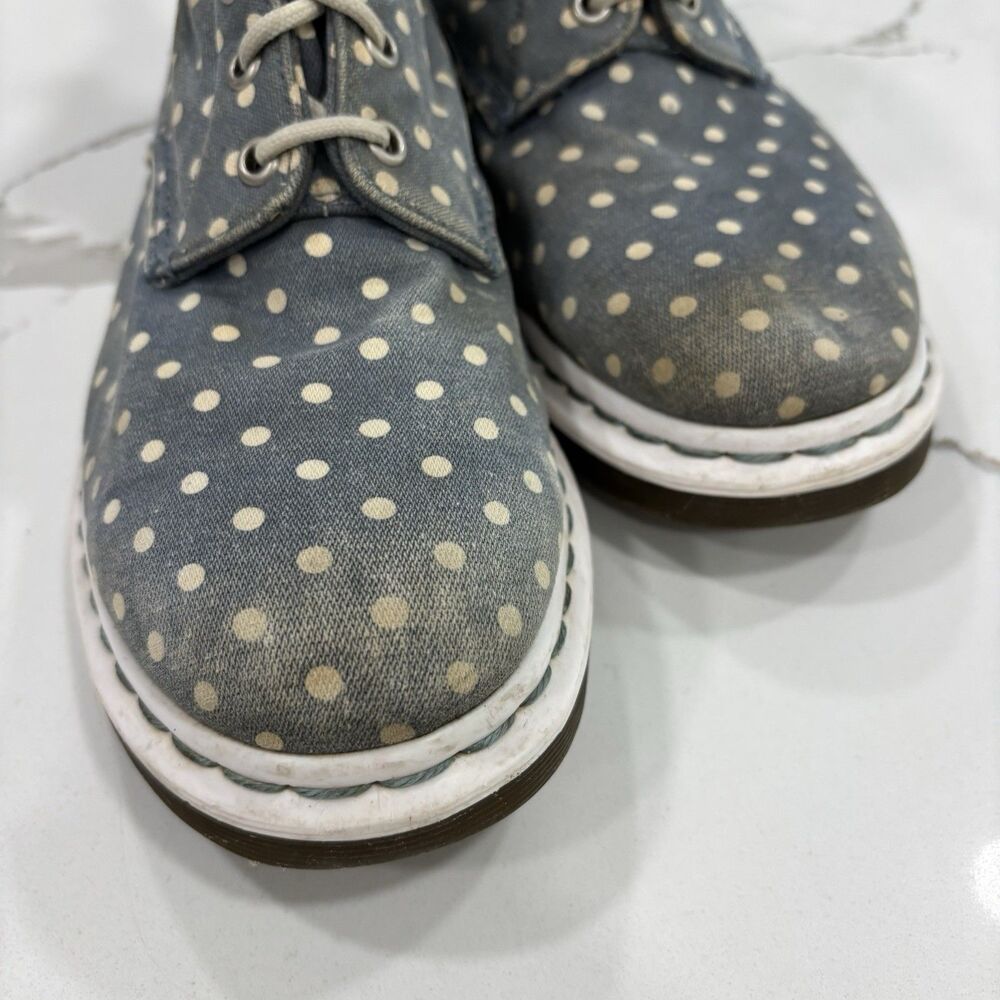 Doc Martens Womens Size 9 Boots Blue White Polka Dot Denim Lace Up - Picture 5 of 8